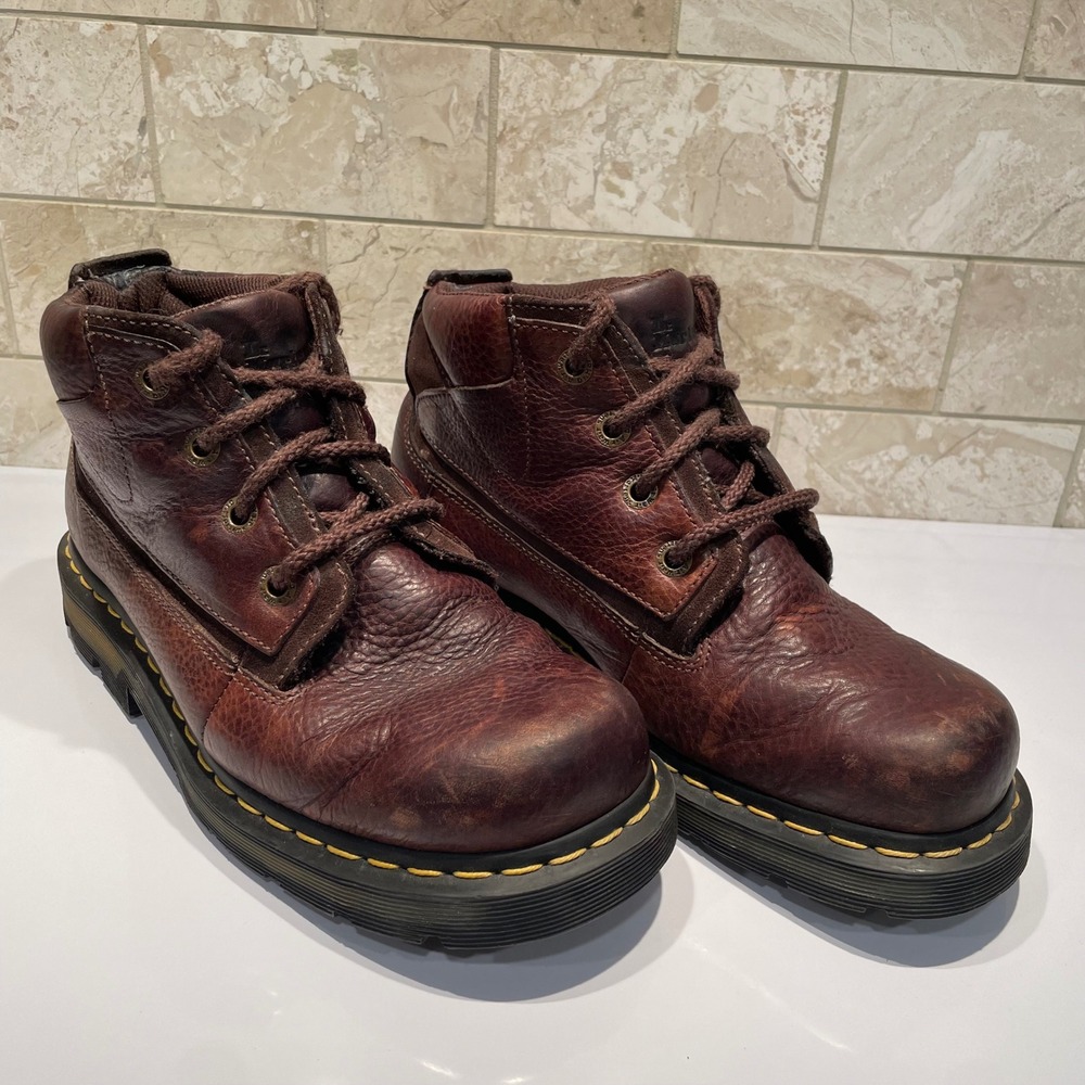 Dr. Martens 9A84 Brown Pebbled Leather Woodard Low Ankle Boots Mens 8 Womens 9